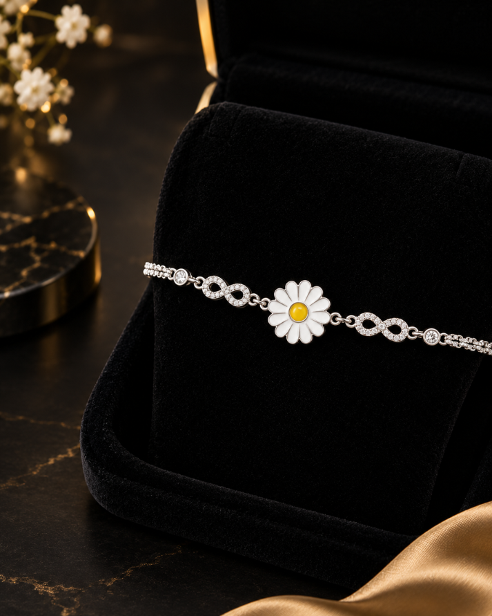 Daisy Infinity Sterling Silver Girls Bracelet