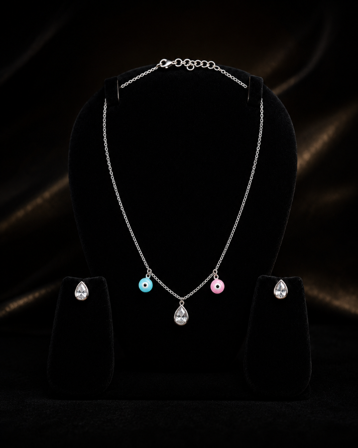 Evil Eye Sterling Silver Necklace Set