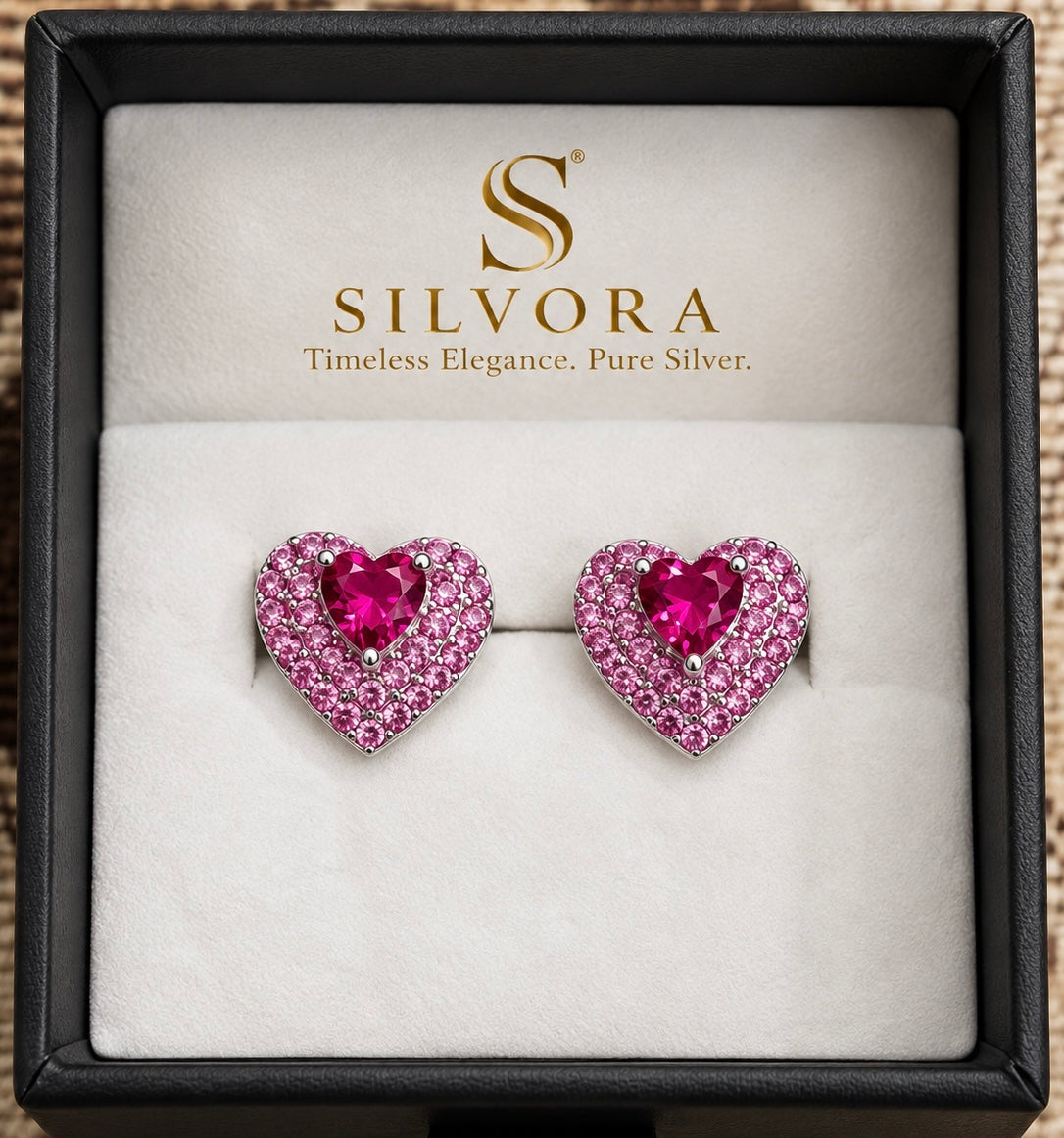 Pink Heart Stud Earrings