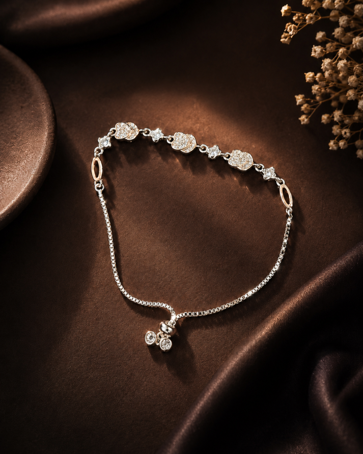 Heart Link Sterling Silver Bracelet