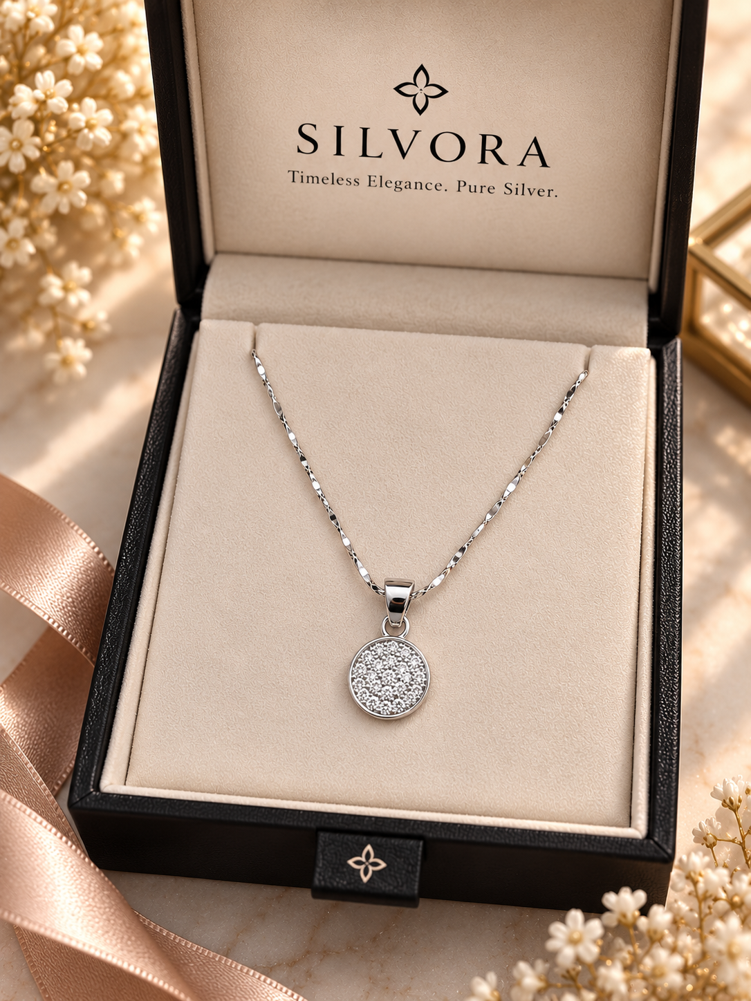 Celestial Spark Silver Pendant Necklace