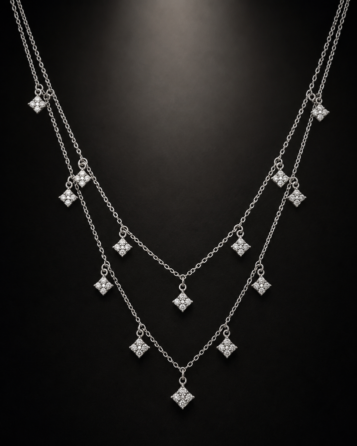 Layered Sparkle Sterling Silver Necklace