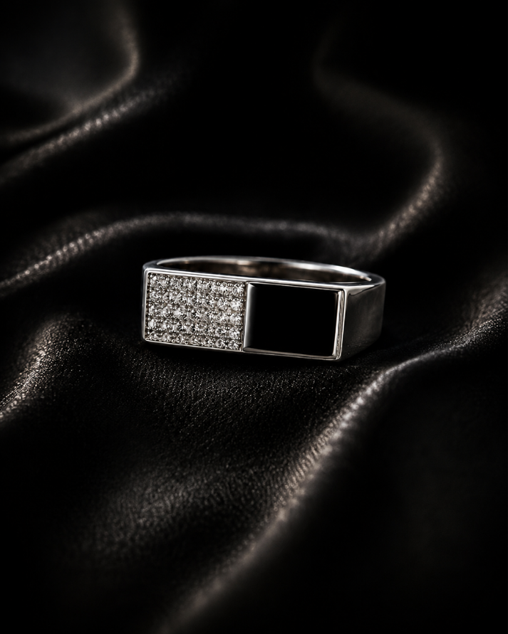 Noir Luxe Sterling Silver Men's Ring