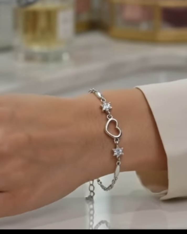 Heart Bloom Sterling Silver Cuff Bracelet