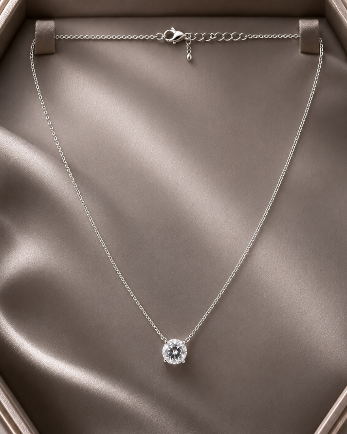 Solitaire Radiance Sterling Silver Necklace