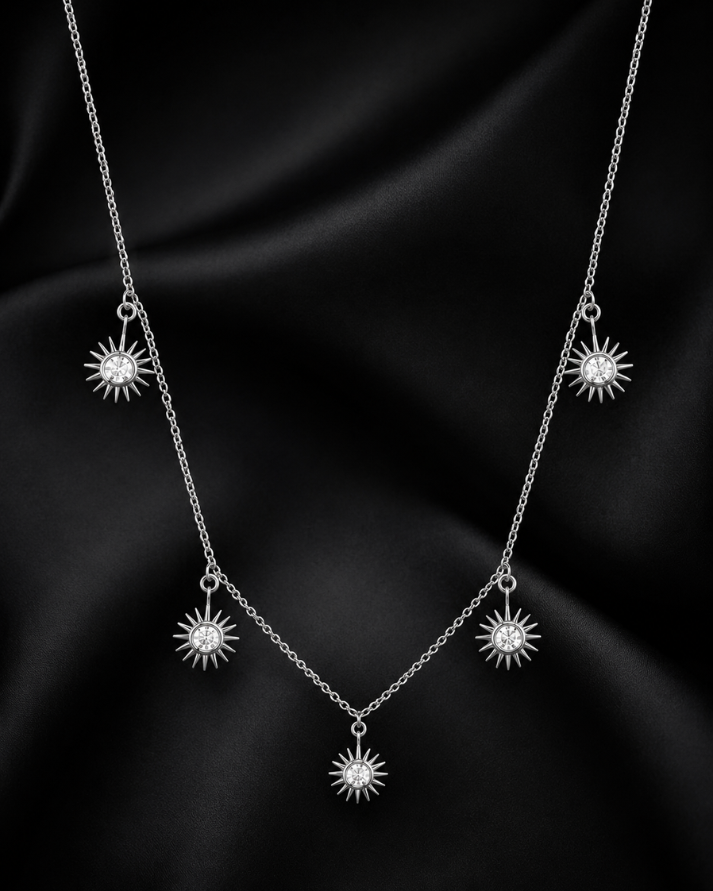 Celestial Sun Charm Sterling Silver Necklace