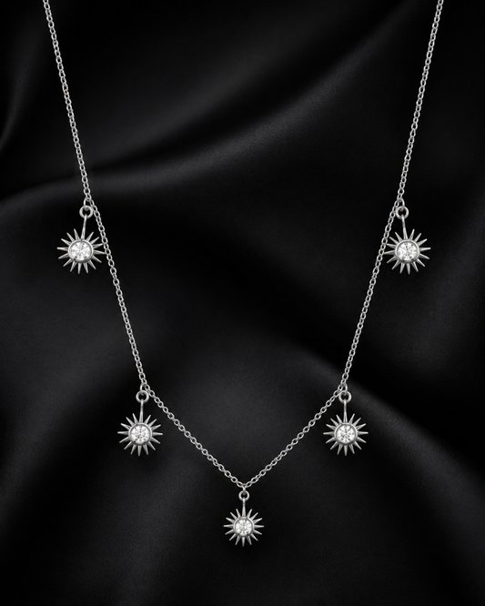 Celestial Sun Charm Sterling Silver Necklace