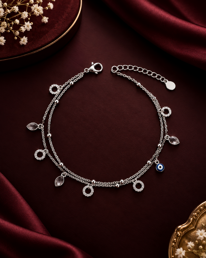 Charm Link Sterling Silver Bracelet