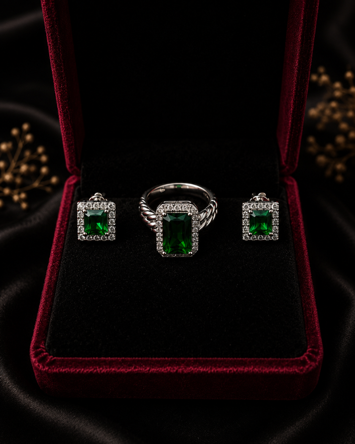 Emerald Royale Silver Set