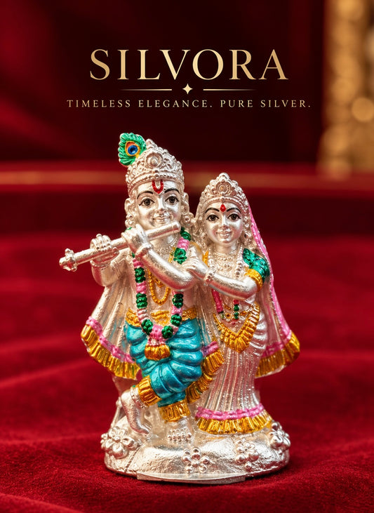 Pure Silver Radha Krishna Idol