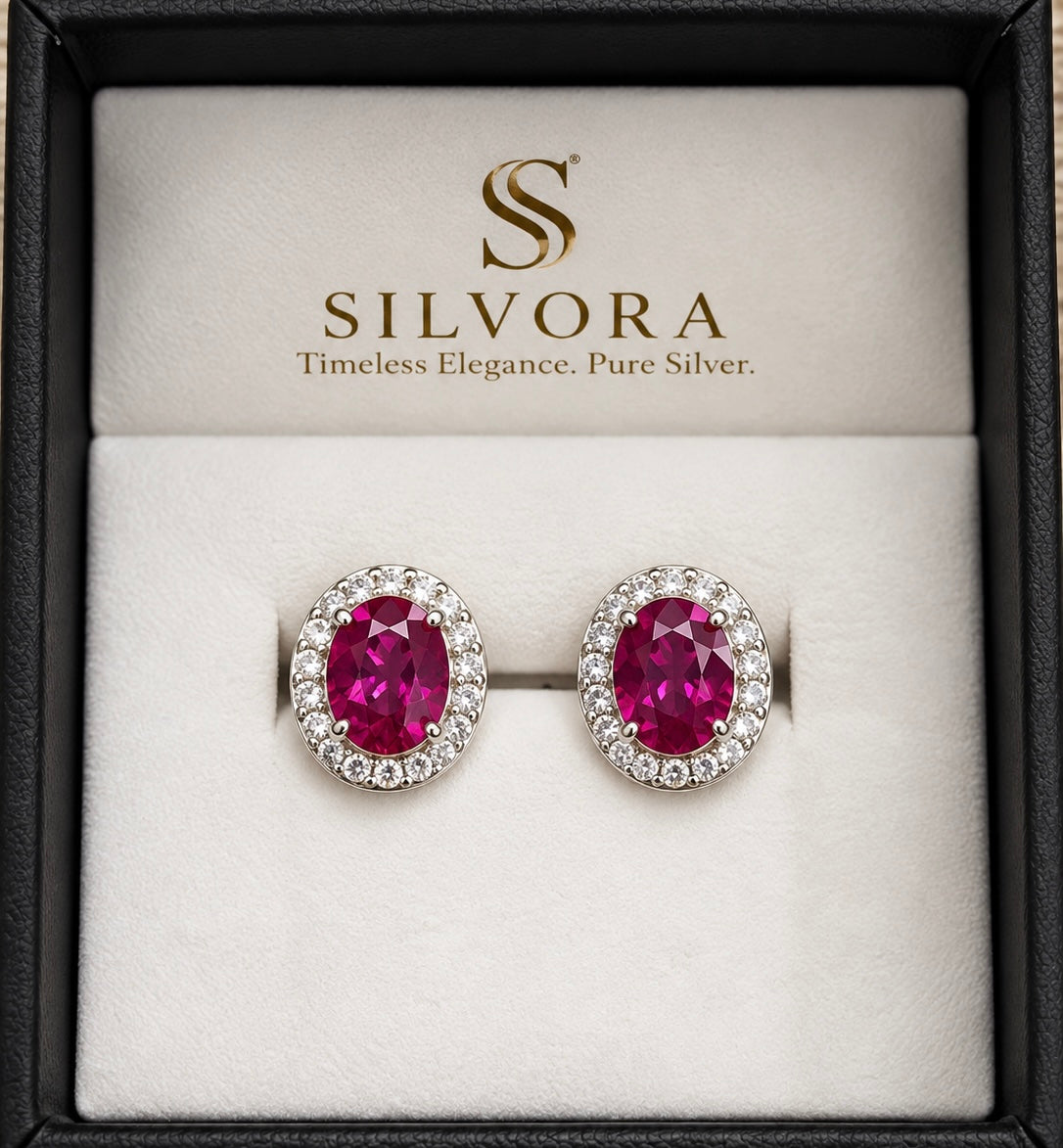 Ruby Oval Stud Earrings