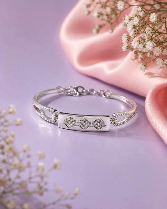Geometric Radiance Sterling Silver Bracelet