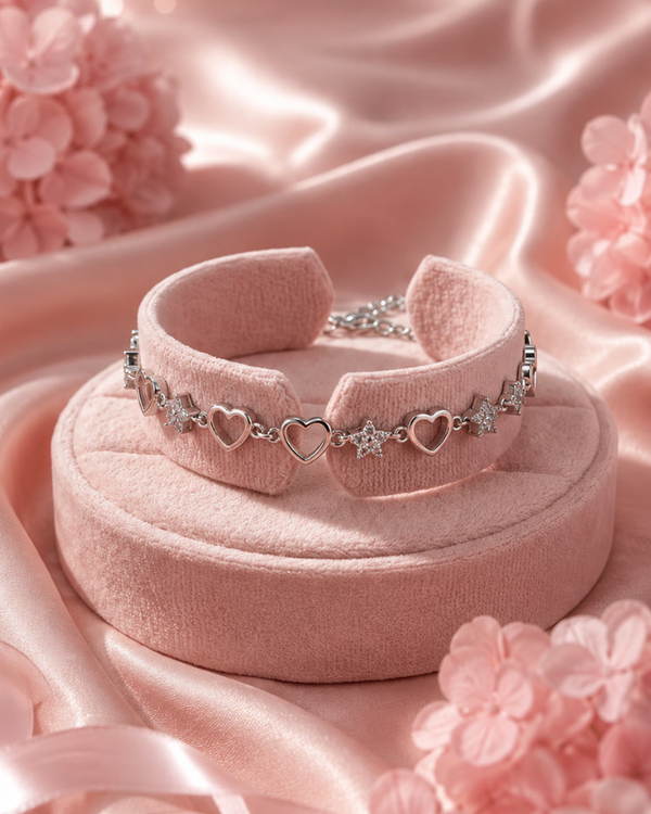Heart Bloom Sterling Silver Cuff Bracelet