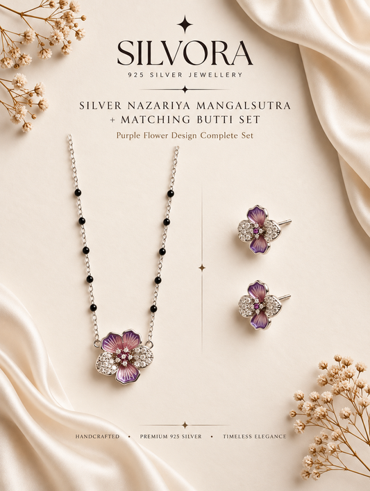 Silvora Lavender Petal Mangalsutra & Butti Set