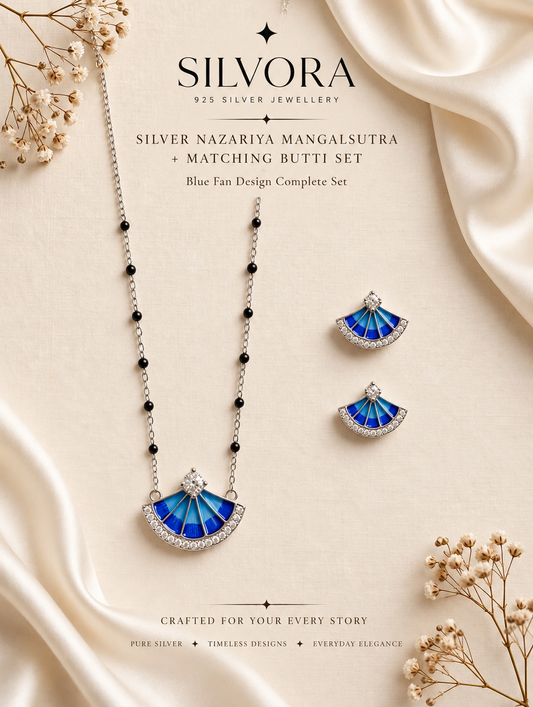 Silvora Sapphire Origami Mangalsutra & Butti Set