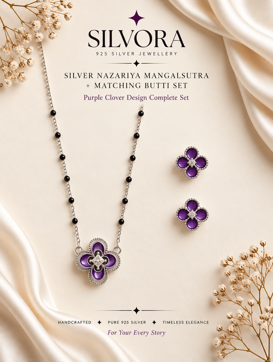 Silvora Royal Purple Four-Leaf Mangalsutra Set
