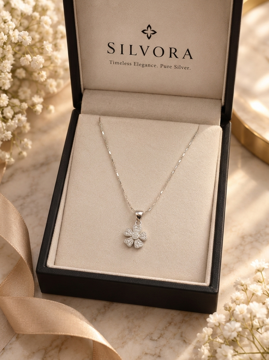 Blossom Elegance Silver Necklace