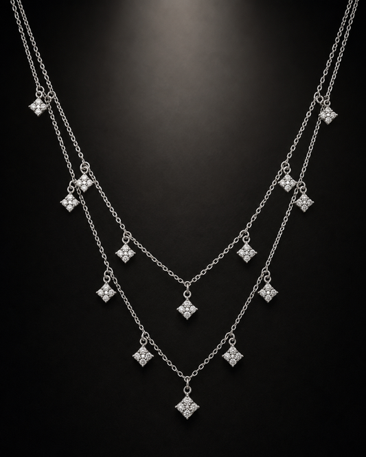 Layered Sparkle Sterling Silver Necklace