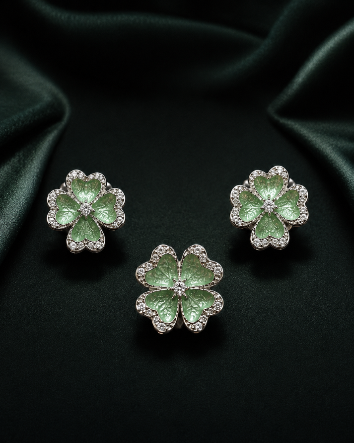 Lucky Clover Sterling Silver Set