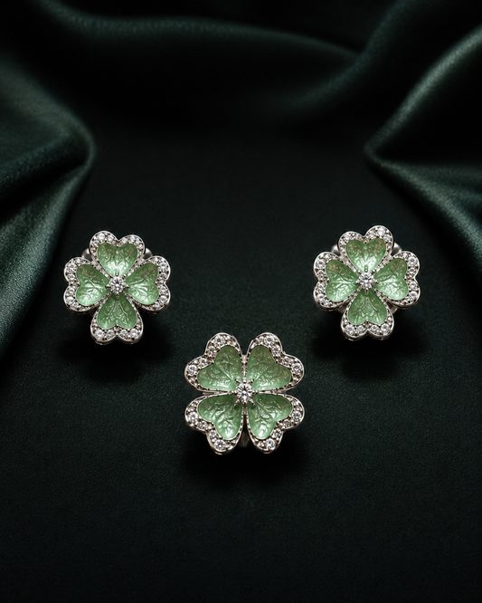 Lucky Clover Sterling Silver Set