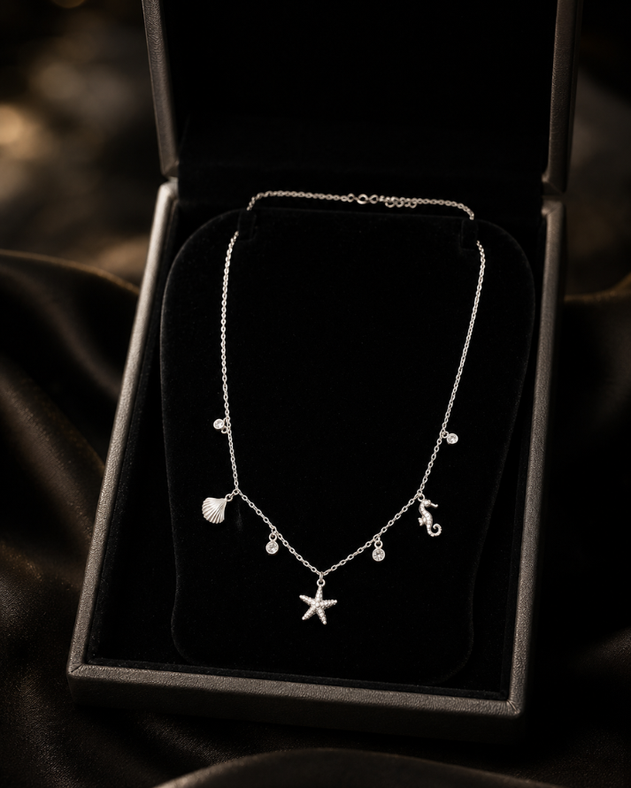 Ocean Charm Sterling Silver Necklace