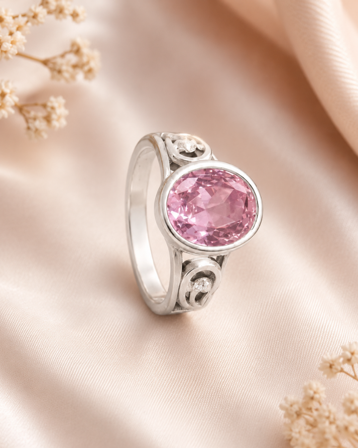 Pink Gemstone Sterling Silver Ring