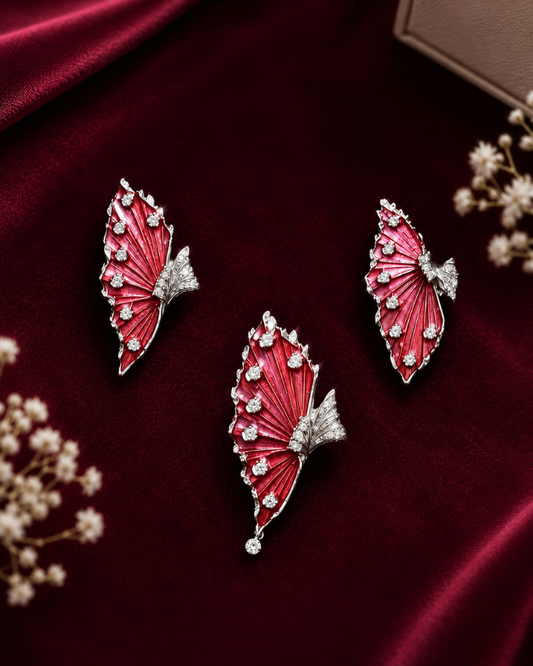 Ruby Butterfly Sterling Silver Set