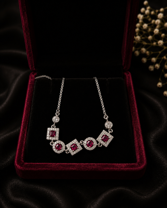 Ruby Radiance Sterling Silver Necklace