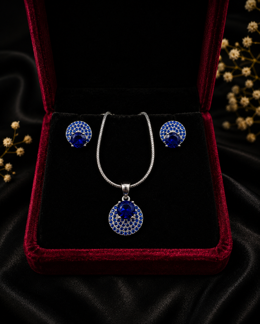 Sapphire Glow Premium Silver Set