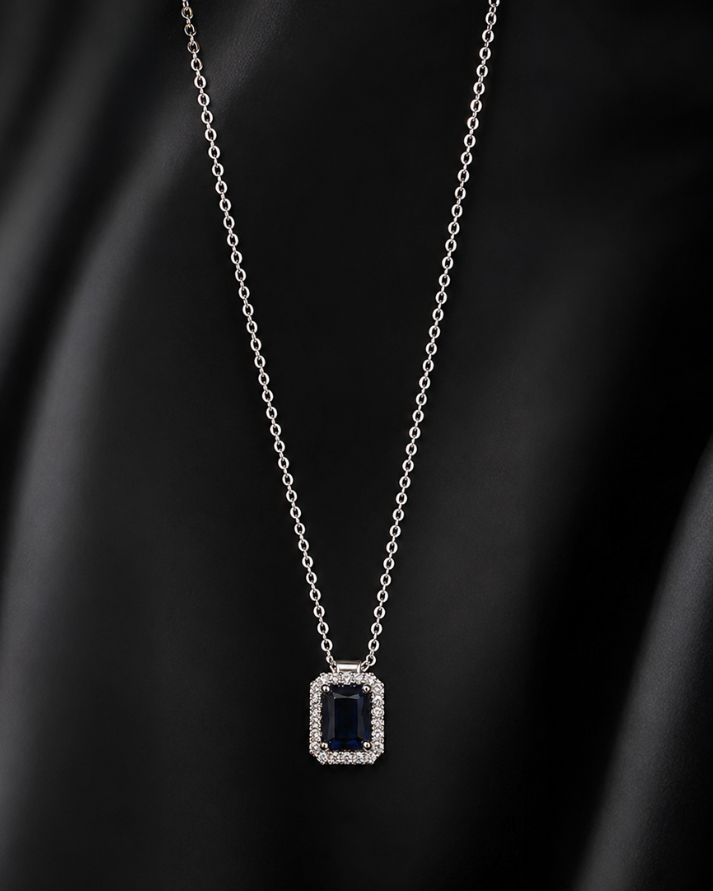 Sapphire Sterling Silver Pendant Necklace