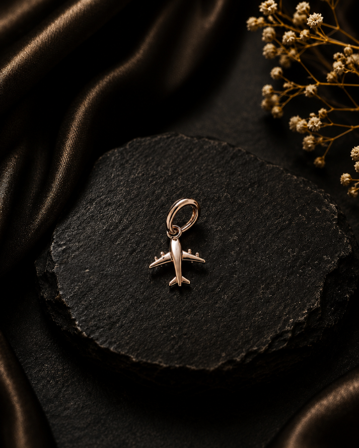 Airplane Charm Sterling Silver Pendant