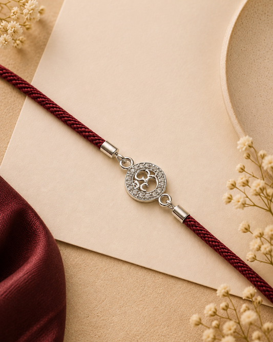 Om Circle Sterling Silver Rakhi