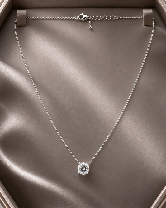 Solitaire Radiance Sterling Silver Necklace