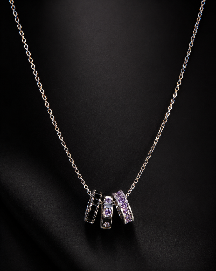 Trio Charm Sterling Silver Necklace