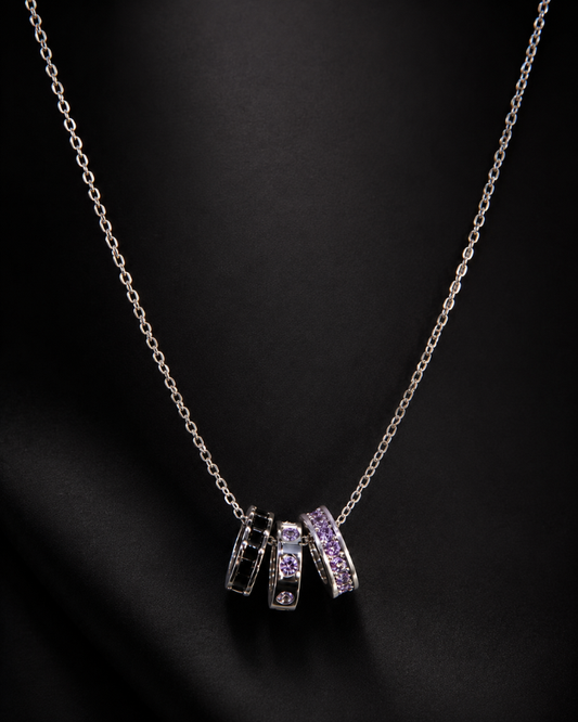 Trio Charm Sterling Silver Necklace